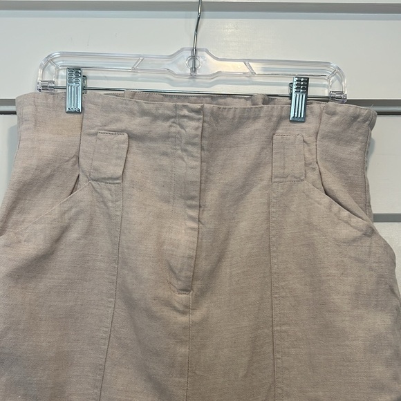 H&M linen blend Cream/light tan High-Waisted Skirt size 10. - Picture 3 of 8